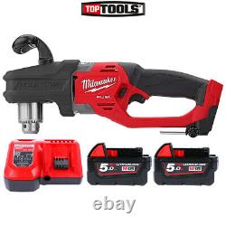 Milwaukee M18CRAD2 18V Brushless Right Angle Drill + 2 x 5Ah Batteries & Charger