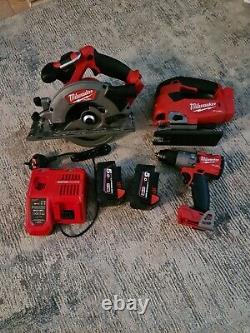 Milwaukee fuel rip saw, Jigsaw, Combi Drill, Rapid Charger, 2 5amp Batteries