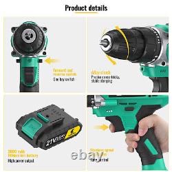 NEW 21V 520 Nm Impact Wrench +45Nm Cordless Drill Set 4Batteries +Charger +Case