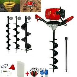 NEW 52cc Petrol Earth Auger Digger Fence Post Hole Borer + 3 Drills + Extension