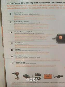 New Ridgid 18volt 1/2 Cordless Hammer Drill, (2) Batteries, Charger R86116k