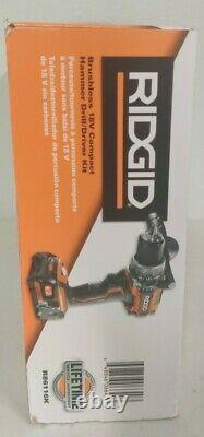 New Ridgid 18volt 1/2 Cordless Hammer Drill, (2) Batteries, Charger R86116k