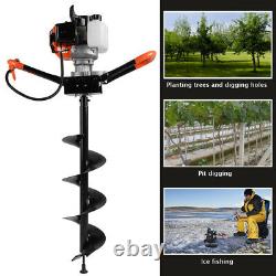 Petrol Earth Auger 1.9HP Fence Post Hole Borer Ground Drill 3Bits 52cc Extension