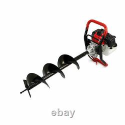 Petrol Earth Auger 3HP Post Hole Borer Ground Drill 3 Bits 4,6,8 Extension Bar