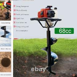 Petrol Earth Auger 68CC Fence Post Hole Digger Borer Ground Drill 11.8 inch Bit