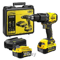 Stanley Fatmax V20 18V Cordless Brushless Hammer Drill with 2 x 4.0Ah Batteries