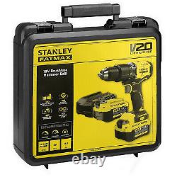 Stanley Fatmax V20 18V Cordless Brushless Hammer Drill with 2 x 4.0Ah Batteries