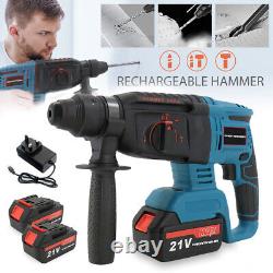 UK Cordless Hammer Drill SDS Rotary Electric Impact Hammer Heavy Duty + 2Battery