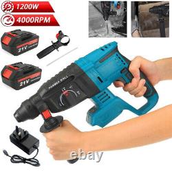 UK Cordless Hammer Drill SDS Rotary Electric Impact Hammer Heavy Duty + 2Battery