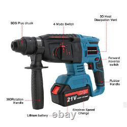 UK Cordless Hammer Drill SDS Rotary Electric Impact Hammer Heavy Duty + 2Battery