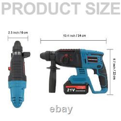 UK Cordless Hammer Drill SDS Rotary Electric Impact Hammer Heavy Duty + 2Battery