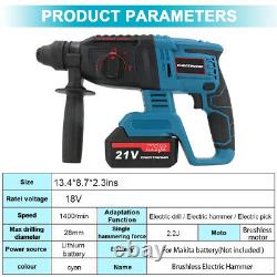 UK Cordless Hammer Drill SDS Rotary Electric Impact Hammer Heavy Duty + 2Battery