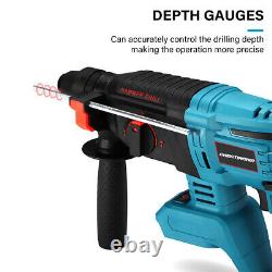 UK Cordless Hammer Drill SDS Rotary Electric Impact Hammer Heavy Duty + 2Battery