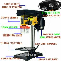 URLWALL Bench Top 9 High Speed Pillar Drill Press & Table Stand 16mm Chuck 230v