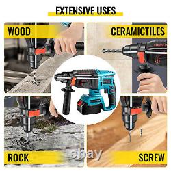 VEVOR Variable Speed Electric Rotary Hammer SDS Cordless Drill 4 Functions 18V