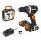 Worx Wx102 18v (20v Max) Cordless Brushless Drill Driver With X2 2.0ah Batteries