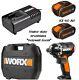 Worx Brushless Impact Drill Heavy Duty Complete With X2 4.0ah Batteries